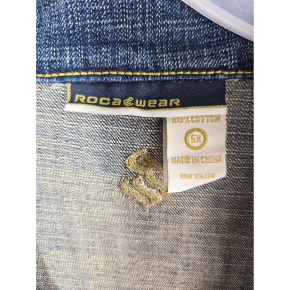 Y2K Rocawear Denim Jacket Vintage Hip-Hop Streetwear Oversized Jay-Z Era Mens 5X - Picture 6 of 12